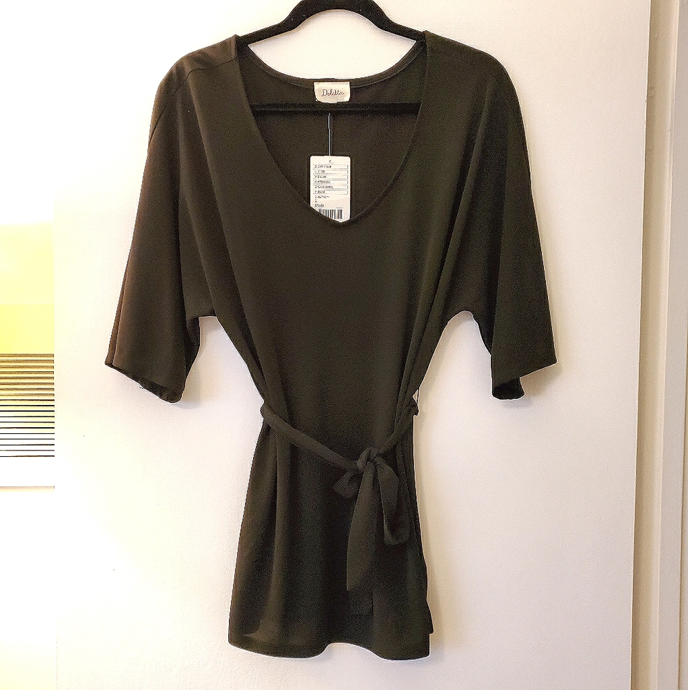 NWT Deletta x Anthropologie Dolman Sleeve Tie Waist Tunic